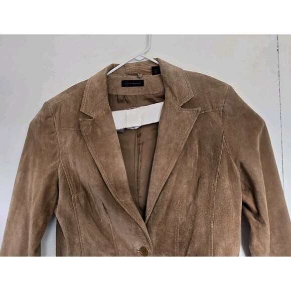 Vtg Context Womens 14 Jacket Y2K Suede Brown Blazer 100% Leather Cowgirl Western - Picture 2 of 8